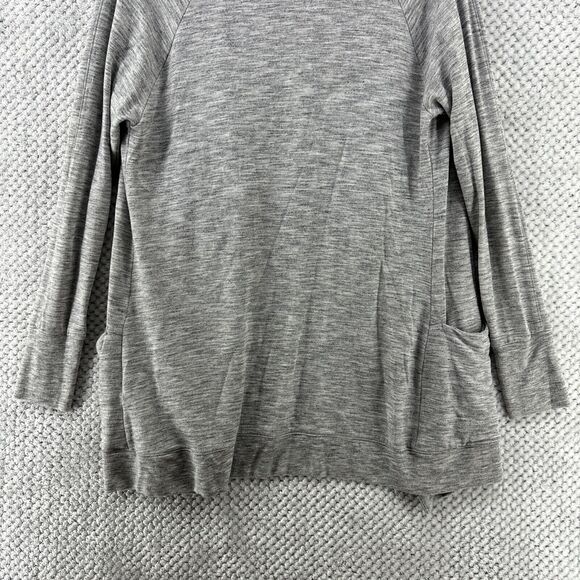 Athleta Sweater Women S Heather Gray Long Cardigan Open Front Thumb Hole Pockets - Picture 8 of 13